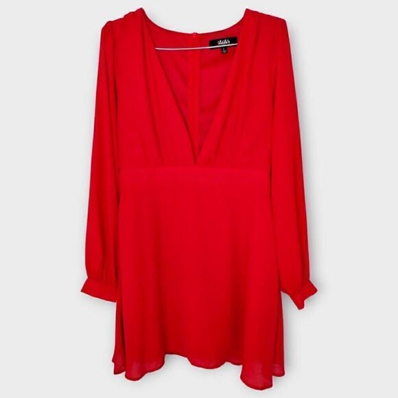 Lulus Womens Dress Sz Large Ecstatic Harmony Red Chiffon Glamourcore Cottagecore - Picture 1 of 12